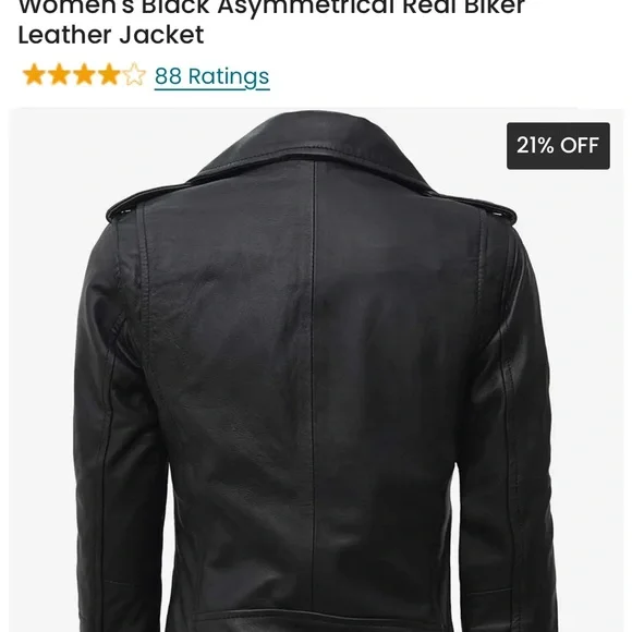 Black Leather Biker Jacket - Picture 4 of 4